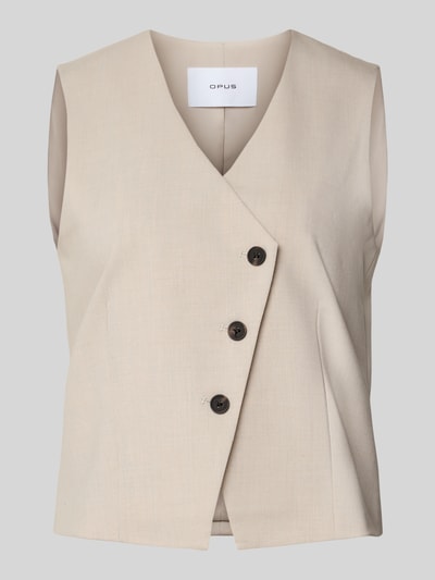 OPUS Gilet met asymmetrische knoopsluiting, model 'Warfa' Zand - 2