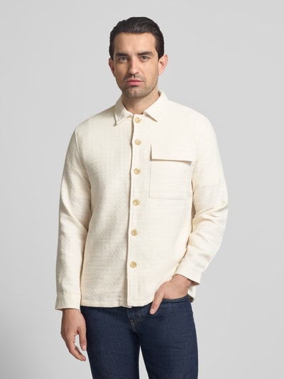 Casual Friday Regular Fit Hemdjacke mit Brusttasche Modell 'Matt' Ecru 4