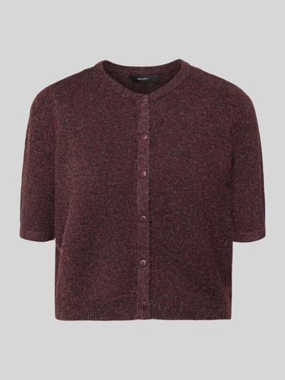 Produktfoto, bordowy kardigan rozpinany model 'VMDOFFY' o kroju regular fit od VERO MODA, faktura miękka, jednolita tkanina