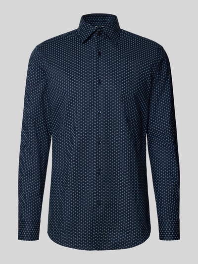 BOSS Slim fit overhemd van katoenmix Marineblauw - 2