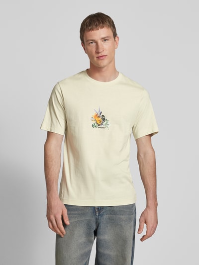 Jack & Jones T-Shirt mit geripptem Rundhalsausschnitt Modell 'VARENNA' Beige 4