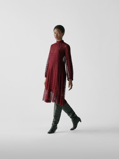 Forte Forte Spitzenkleid in Midilänge Schokobraun 4