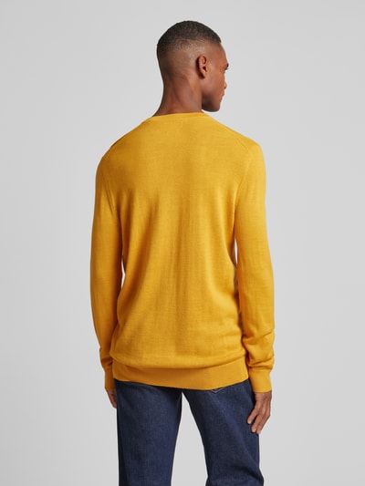 Christian Berg Men Gebreide pullover met V-hals Geel gemêleerd - 5