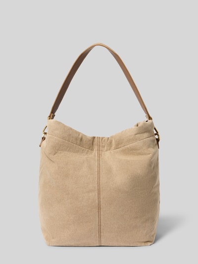 Productfoto, zandkleurige dames schoudertas Handtasche met Logo-Detail model 'Lya' van LIEBESKIND BERLIN, hoofdvak met tunnelkoord, afneembare schouderband, breedte 45 cm, lengte 34 cm, diepte 17 cm, bandlengte 119 cm