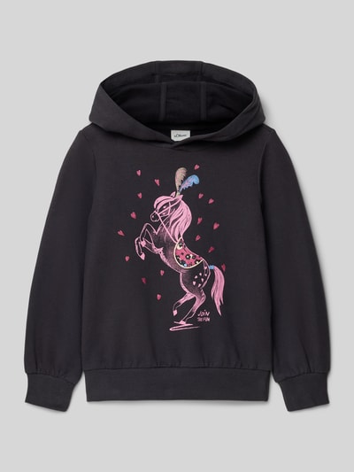 s.Oliver RED LABEL Regular fit hoodie van katoenmix Grafiet - 1