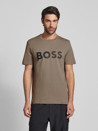 BOSS Green T-Shirt mit Label-Print Beige 4