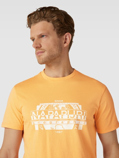 Napapijri T-shirt met labelprint met statement, model 'MANTA' Oranje - 3