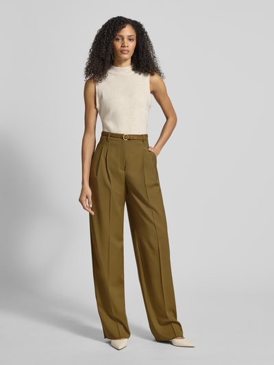 Max Mara Studio Wide leg broek van pure scheerwol Kaki - 1