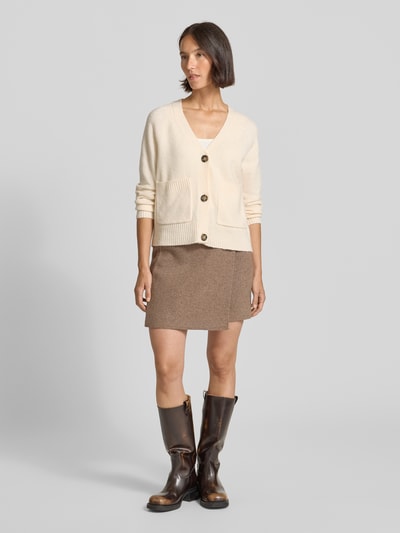 Vero Moda Comfort fit gebreid jack met V-hals, model 'BOOM' Beige gemêleerd - 1