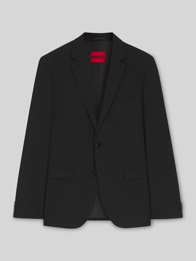 Produktfoto, Slim Fit Anzugsakko aus Woll-Mix Modell 'ARTI' von HUGO in Melange-Optik, Reverskragen, zwei Pattentaschen, schwarze Farbe