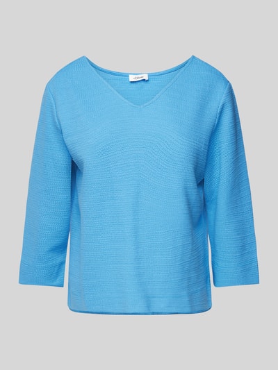 s.Oliver RED LABEL Regular Fit Sweatshirt mit V-Ausschnitt und 3/4-Ärmeln Blau 2