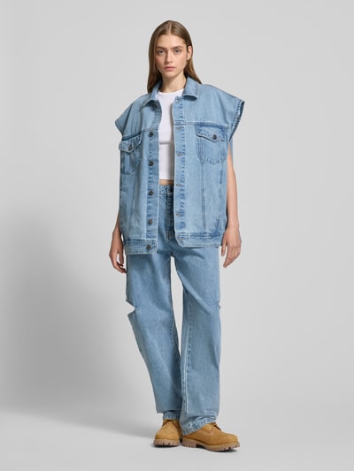 Karo Kauer Weste in Denim-Optik Jeansblau 1