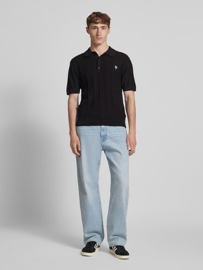 REVIEW Regular Fit Poloshirt mit Label-Stitching Black 1