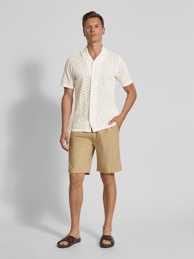 Casual Friday Koszula casualowa o kroju regular fit z haftem angielskim model ‘LOGAN’ Złamany biały 1