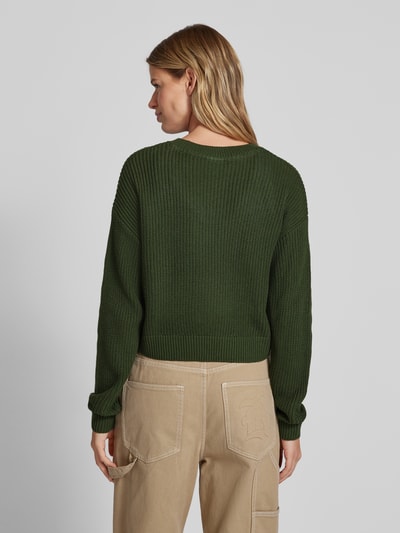 Noisy May Gebreide pullover met ronde hals, model 'MAYSA' Donkergroen - 5