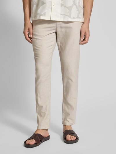 Scotch & Soda Tapered Fit Stoffhose aus Baumwoll-Leinen-Mix Modell 'Warren' Hellgrau 4