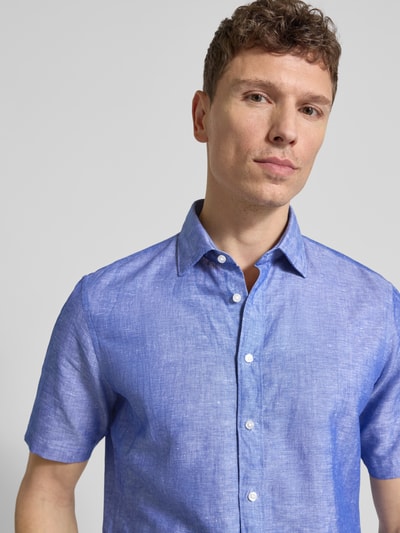 Jake*s Slim Fit Freizeithemd aus Leinen-Mix Royal 3