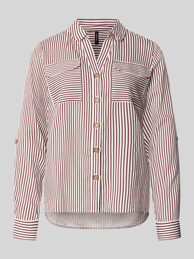 Productfoto, Regular fit blouse met lange mouwen van pure viscose model 'BUMPY' van VERO MODA in rood-wit gestreept voor Dames.