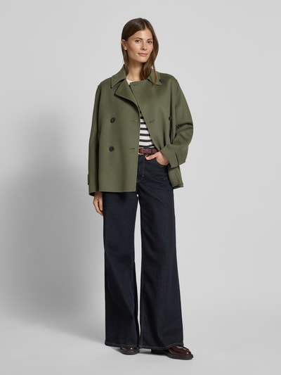 Weekend Max Mara Schurwolljacke mit Umlegekragen Modell 'AFONE' Khaki 1