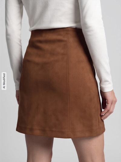 VERO MODA Ausgestellter Mini-Rock mit Teilungsnähten Modell 'DONNAHAZEL' Cognac 3