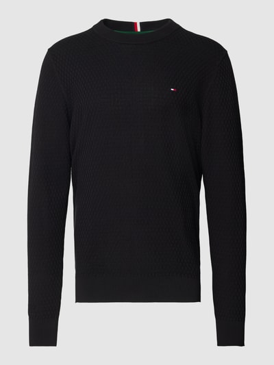 Tommy Hilfiger Strickpullover mit Strukturmuster Modell 'CROSS' Black 2