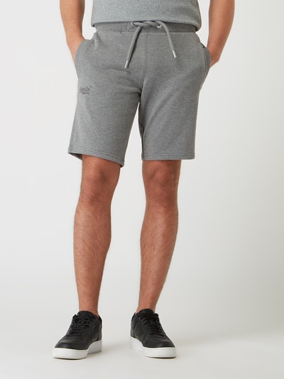 Superdry Sweatshorts met logo Grafiet gemêleerd - 4