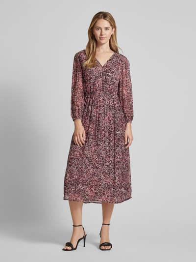 Scotch & Soda Midi-jurk van viscosemix met V-hals Bordeaux - 4