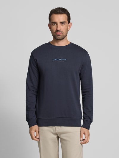 Lindbergh Sweatshirt mit Rundhalsausschnitt und Logo-Print Dunkelblau 4
