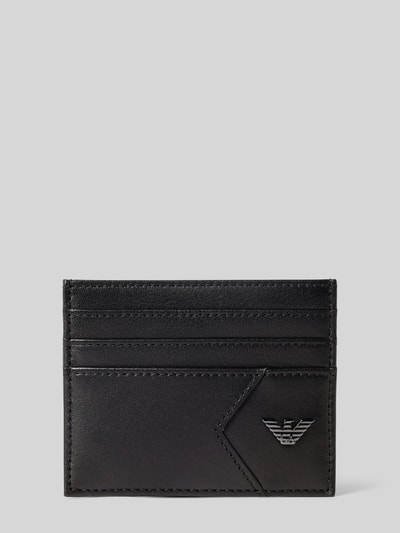 Emporio Armani Kartenetui aus Schafsnappa mit Label-Applikation Black 1