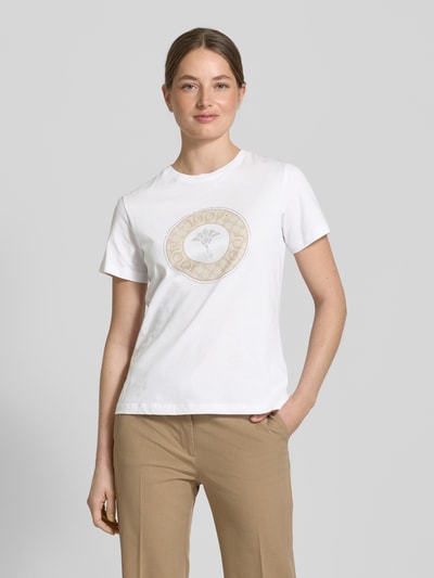 JOOP! T-shirt met strass-steentjes, model 'Tolu' Beige - 4