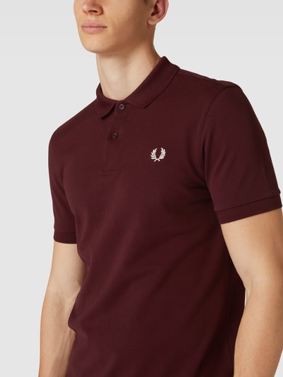 Fred Perry Poloshirt met labelstitching, model 'PLAIN' Bordeaux - 3