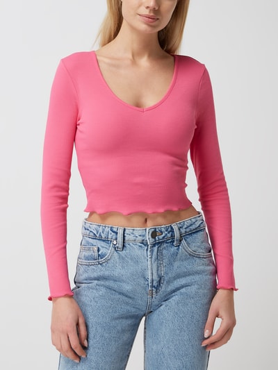 Only Cropped Shirt mit Stretch-Anteil Modell 'Oda' Pink 4