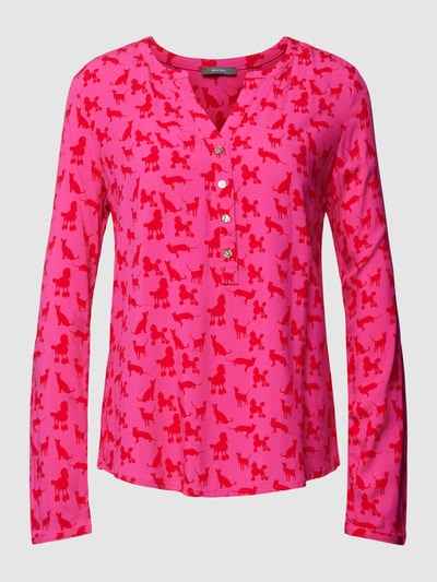 Montego Blouseshirt met all-over motief Fuchsia - 2