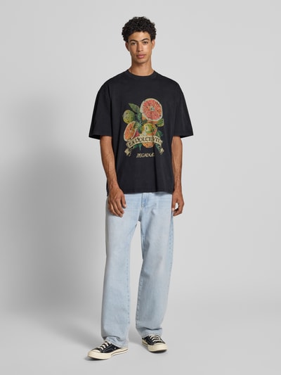 Pegador Oversized T-shirt met labelprint Zwart - 1