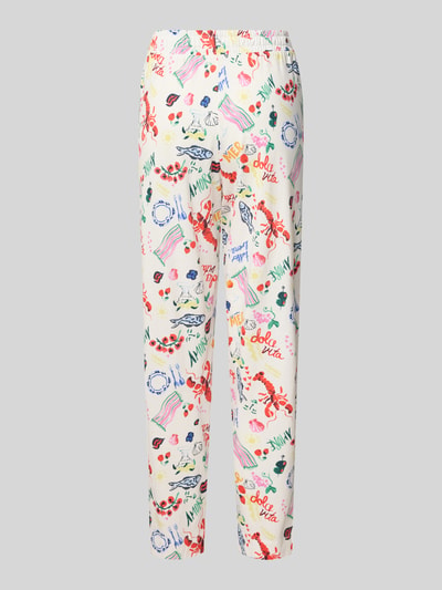 Produktfoto, kolorowa Pyjama-Hose im Allover-Look mit elastischem Bund od Christian Berg Woman, bawełna z modalem, krój regular fit