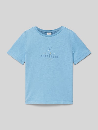s.Oliver RED LABEL T-shirt met motief- en statementprint Bleu - 1