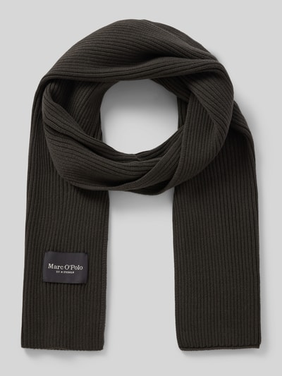 Produktfoto, Schal aus reiner Baumwolle von Marc O'Polo, dunkelbraun, feiner Rippstrick, rechteckige Form, grobe Textur, Herren Schal von Marc O'Polo