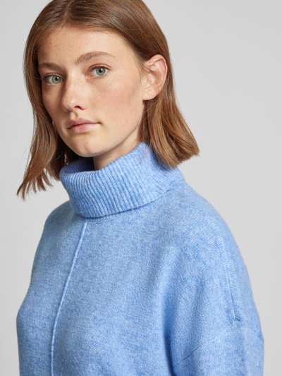 Pieces Rollkragenpullover mit erhabener Naht Modell 'MALOU' Hellblau 3