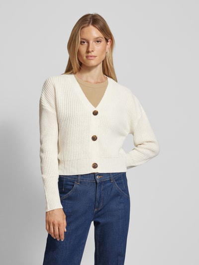 Vero Moda Regular fit gebreid jack met V-hals, model 'LEA' Wit - 4