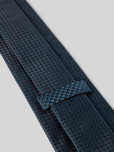 Produktfoto, Krawatte aus reiner Seide von OLYMP, blaues und schwarzes feines Muster, glatte Textur, Herren Krawatte von OLYMP