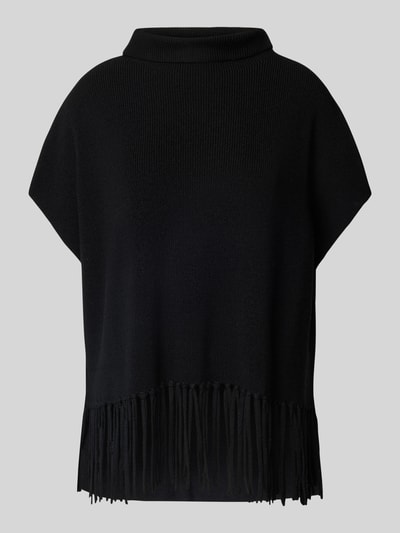 Patrizia Pepe Wollponcho mit Fransen Black 2