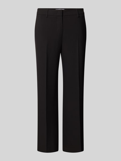 Produktfoto, Wide Fit Stoffhose mit Viskose-Anteil Modell 'Olessa' von Raffaello Rossi in Schwarz, elastischer Material-Mix, Bügelfalten, Crêpe-Verarbeitung, Haken- und Reißverschluss, Damen Stoffhose