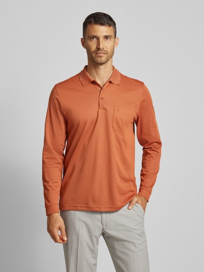 RAGMAN Regular fit poloshirt met borstzak Roestrood - 4