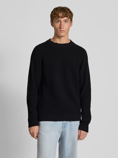 Hugo Blue Regular Fit Strickpullover aus reiner Baumwolle Modell 'SONNEE' Black 4