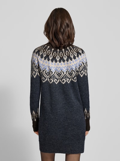 FREE/QUENT Gebreide jurk met col, model 'Merla' Donkerbruin - 5
