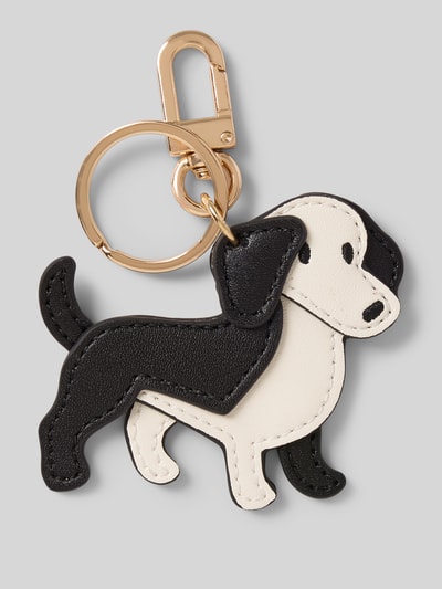 Produktfoto, Schlüsselanhänger mit Tier-Motiv Modell 'Dachshund' von Seidenfelt, Schwarz-Weiß, goldener Schlüsselring, Karabinerhaken, Damen Schlüsselanhänger