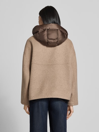Blonde No. 8 Doubleface Wolljacke mit abnehmbarer Steppkapuze  Taupe 5