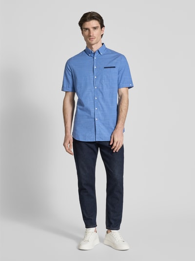 Christian Berg Men Freizeithemd mit Knopfleiste Jeansblau 1