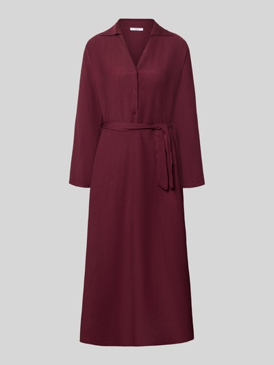 Produktfoto, Hemdblusenkleid mit kurzer Knopfleiste Modell 'Di44anaa' von ZABAIONE, Midikleid in dunklem Bordeaux, Viskose-Mix, taillierter Schnitt