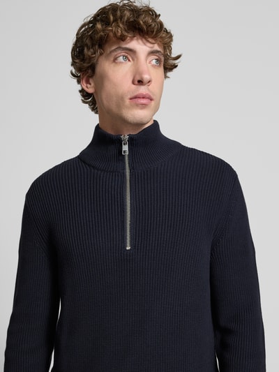 Marc O'Polo Denim Regular Fit Troyer aus reiner Baumwolle Marine 3